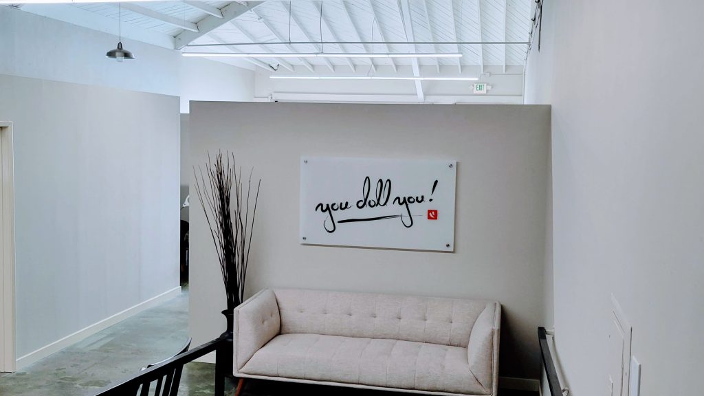 Interior of You Doll You Eyelash Extensions reception area.